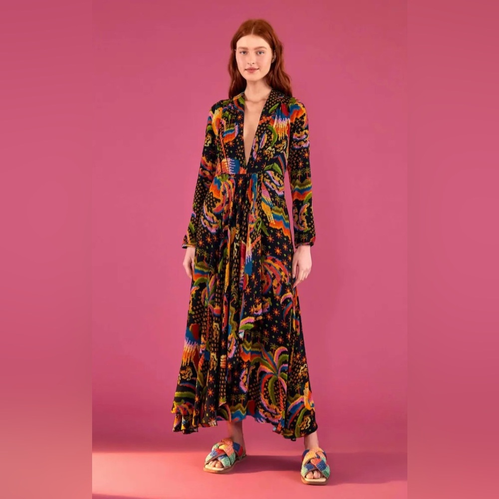 FARM RIO Macaw Island Maxi Dress- Size Small- NWT